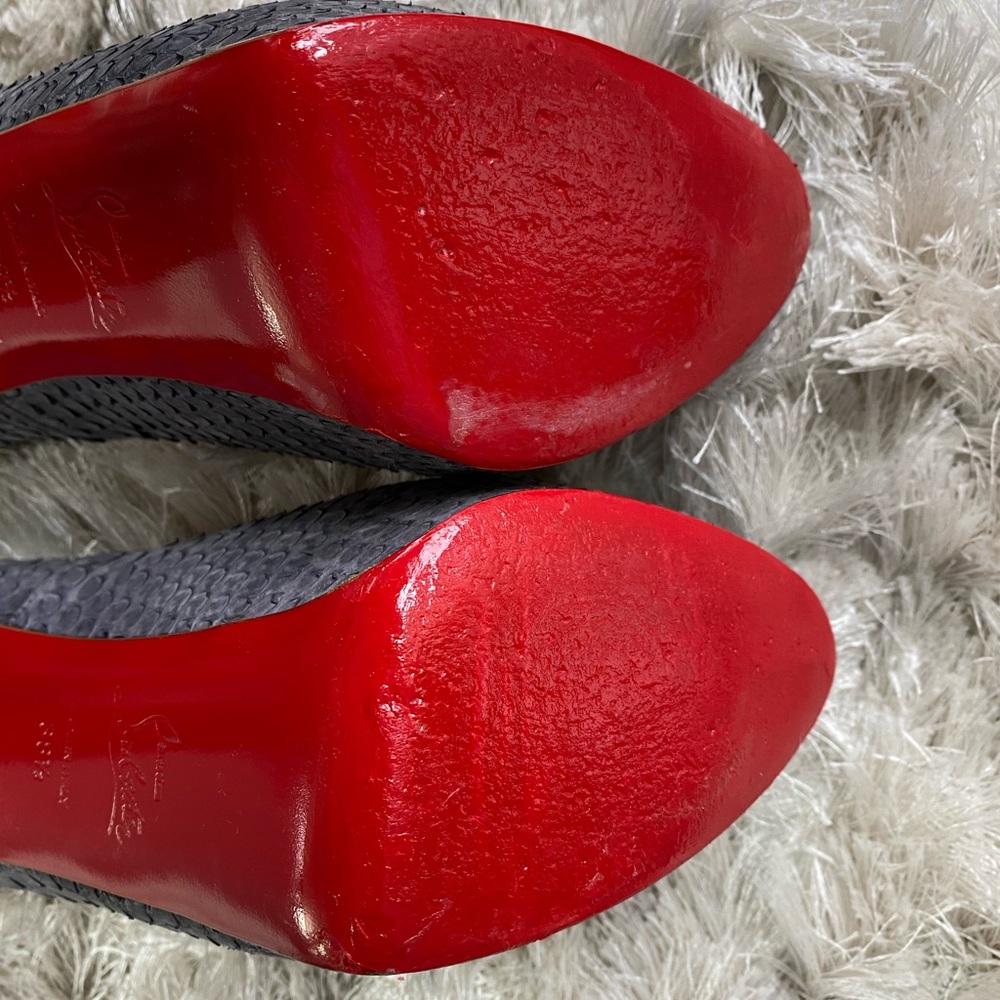 Christian Louboutin Gray Python Bianca Stilettos - image 5